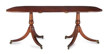 George III style mahogany twin-pedestal dining table