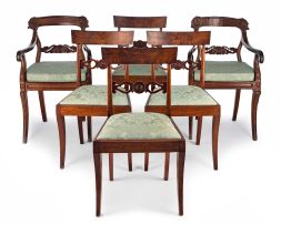 A set of four Regency mahogany side chairs