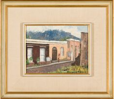 Eileen J. Rogoff; Malay Quarter with Table Mountain in Background