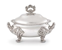 A French silver-plate tureen and cover, late 19th century