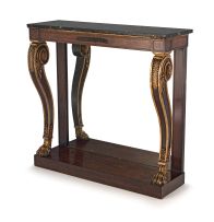 A Regency rosewood and carved giltwood consol table
