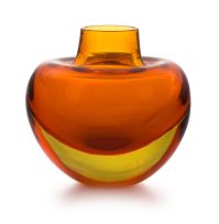 A Seguso cognac and yellow sommerso glass vase, Murano, 1960s
