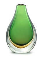 A Seguso Vetri d'Arte green, pale ochre and clear sommerso glass vase, Murano, 1960s