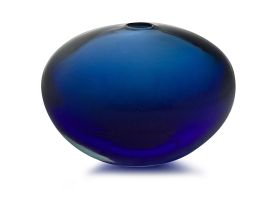A cobalt blue and clear glass vase, Murano, 1970s
