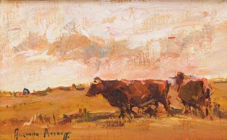 Adriaan Boshoff; Cows in a Landscape