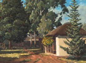 Nils Andersen; A Thatched Cottage amongst Trees