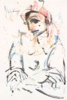 Carl Büchner; Harlequin; three portraits of boys and a sketch
