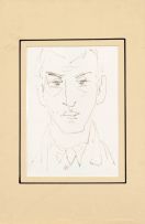 Carl Büchner; Harlequin; three portraits of boys and a sketch