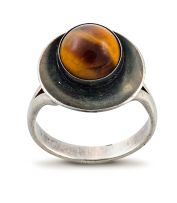 N.E. From silver and tiger's eye ring, Denmark, .925 sterling, 1960s