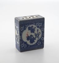 A Chinese blue and white transfer-printed pillow, 20th century