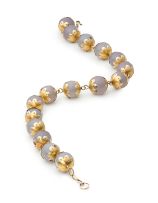Chalcedony bead and gold necklace