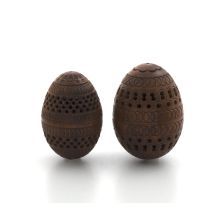 Two late Victorian Coquilla nut pomanders