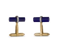 Pair of lapis lazuli and diamond cufflinks, H Stern