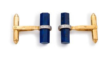 Pair of lapis lazuli and diamond cufflinks, H Stern