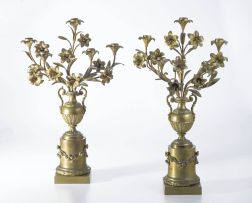 A pair of gilt-brass five-light candelabra, late 19th century
