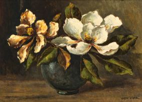 Otto Klar; Still Life with Magnolias in a Vase