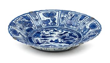 A 'Kraak-porselein' blue and white dish, Ming Dynasty, Wanli period, 17th century