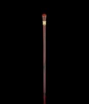 A brass-mounted simulated rosewood carpenter's walking stick, 19th century and later