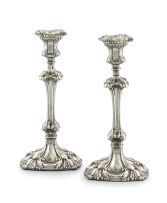 A pair of Edward VII silver candlesticks, Walker & Hall, Sheffield, 1907