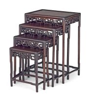 A nest of four Chinese hardwood tables, 20th century