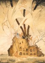 William Timlin; The Pirates' Floating Island: Illustration to Lord Dunsany's 'Loot of Bombasharna'