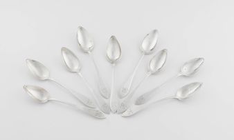 Three Dutch silver grapefruit spoons, unknown maker, .800 standard, retailed by Holl