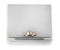 Tiffany & Co 14ct gold and sapphire-mounted sterling silver cigarette case, New York, early 20th century