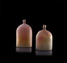 Two flattened stoneware bottles, 1980s, Joanna Constantinidis (1927-2000)
