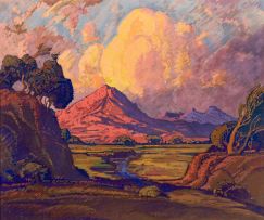 Jacob Hendrik Pierneef; Extensive Landscape with Mountains