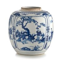 A Chinese blue and white jar, Qing Dynasty, 19th century