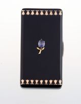 Art Deco black lacquer, gold and silver-gilt box, Cartier