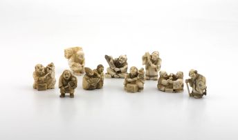 A group of nine Japanese ivory netsuke, 20th century