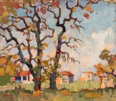 Gregoire Boonzaier; Landscape with Two Oaks, Newlands, late Autumn