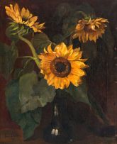 Frans Oerder; Sunflowers in a Vase