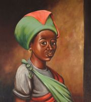 Velaphi (George) Mzimba; Portrait of a Girl in a Green Hat
