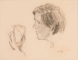 Jean Welz; Study of Woman Holding Glass