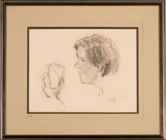 Jean Welz; Study of Woman Holding Glass
