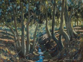 Sydney Carter; Spruit Landscape with Trees
