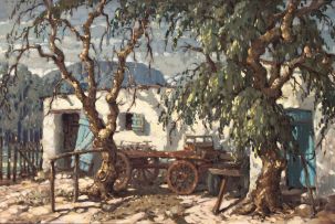 Nils Andersen; Farmhouse with Wagon