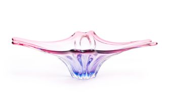 A pink and blue vase, possibly Italian