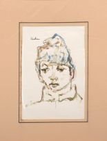 Carl Büchner; Portrait of a Boy in a Yellow Hat