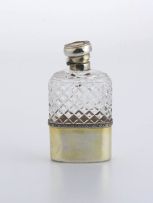 An Edward VII silver and glass-mounted flask, Charles & George Asprey, London, 1907