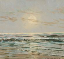 George Paul Canitz; Seascape with Moon