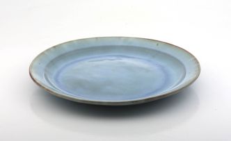 A Linn Ware blue-glazed platter, 20th century