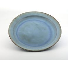 A Linn Ware blue-glazed platter, 20th century
