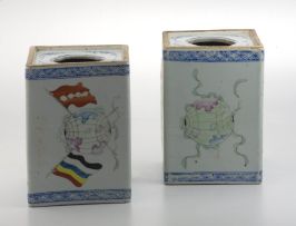 A near pair of Chinese porcelain opium pillows, Republic Period (1912-1949)