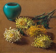 Vladimir Tretchikoff; Chrysanthemums and Green Vase