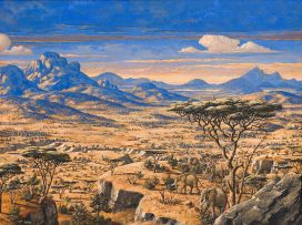 Werner Peiner; Afrikanische Landschaft, triptych