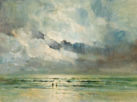 Errol Boyley; Two Figures Fishing on the Beach