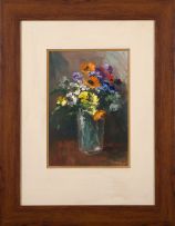 Otto Klar; Still Life with Flowers in a Glass Vase